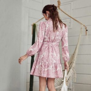 Vibrant Print Collar Mini Dress - Image 15