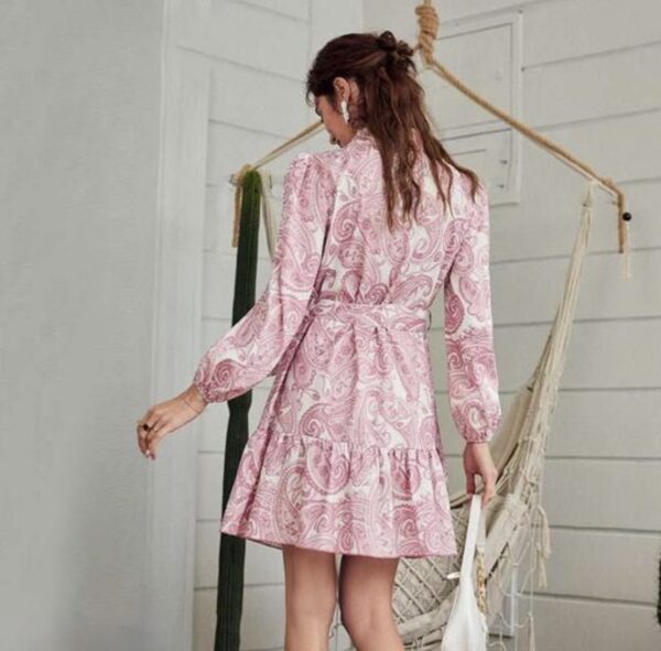 Vibrant Print Collar Mini Dress - Image 15