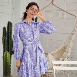 Vibrant Print Collar Mini Dress - Image 3