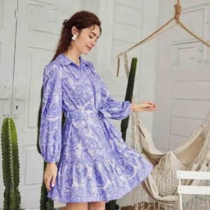 Vibrant Print Collar Mini Dress - Image 13