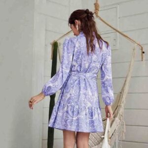 Vibrant Print Collar Mini Dress - Image 12