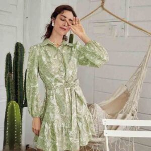 Vibrant Print Collar Mini Dress - Image 10