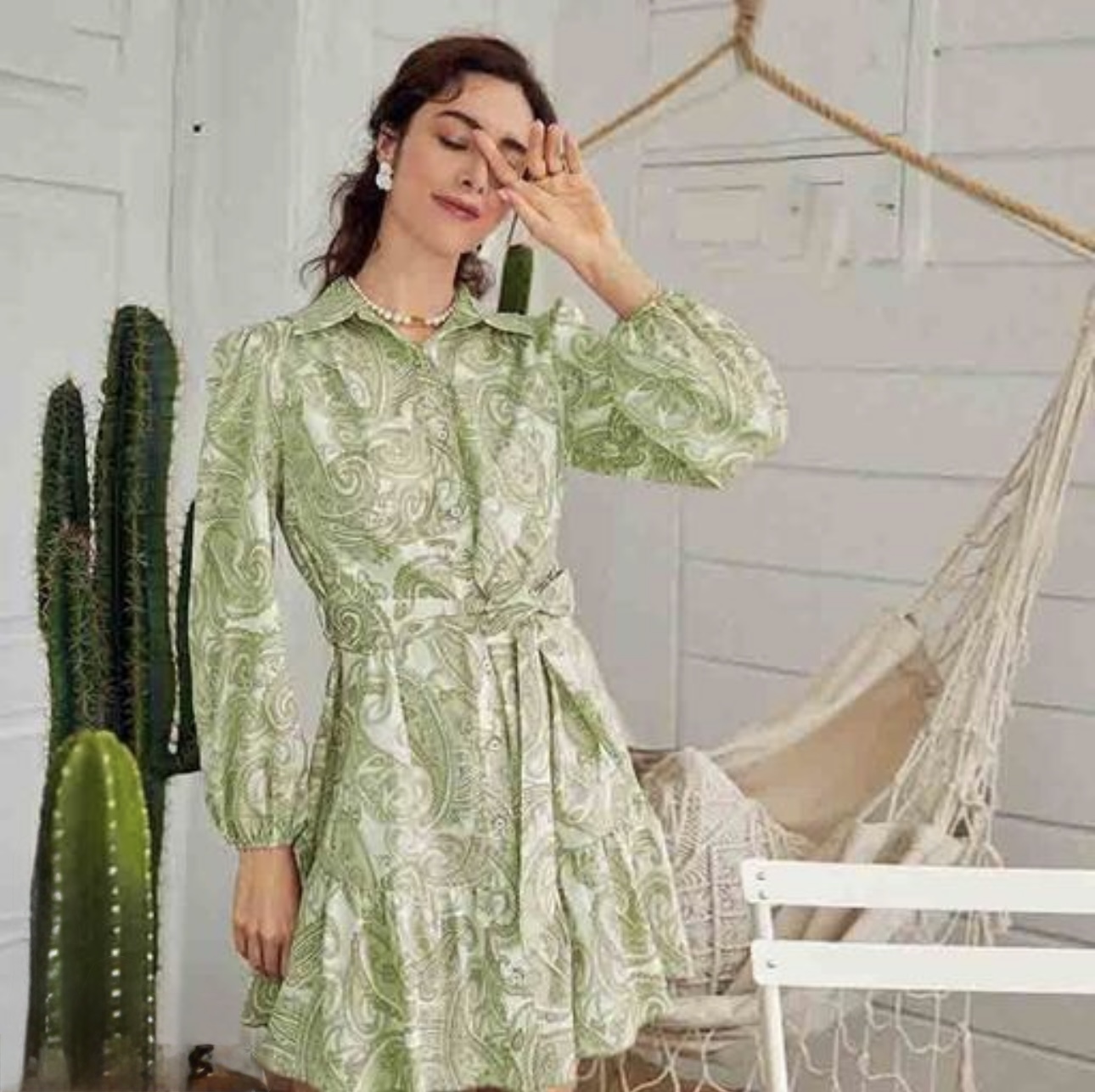 Vibrant Print Collar Mini Dress - Image 10