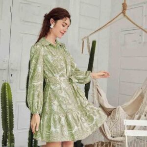 Vibrant Print Collar Mini Dress - Image 2