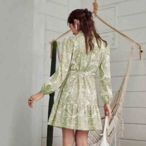 Vibrant Print Collar Mini Dress - Image 9