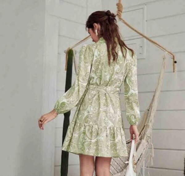 Vibrant Print Collar Mini Dress - Image 9