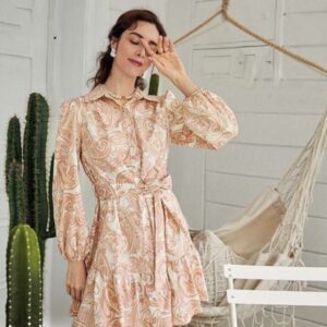 Vibrant Print Collar Mini Dress