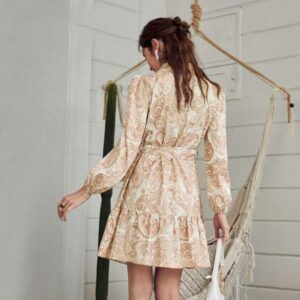 Vibrant Print Collar Mini Dress - Image 6