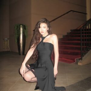 Draped Detail Stylised Neck Mini Dress - Image 4