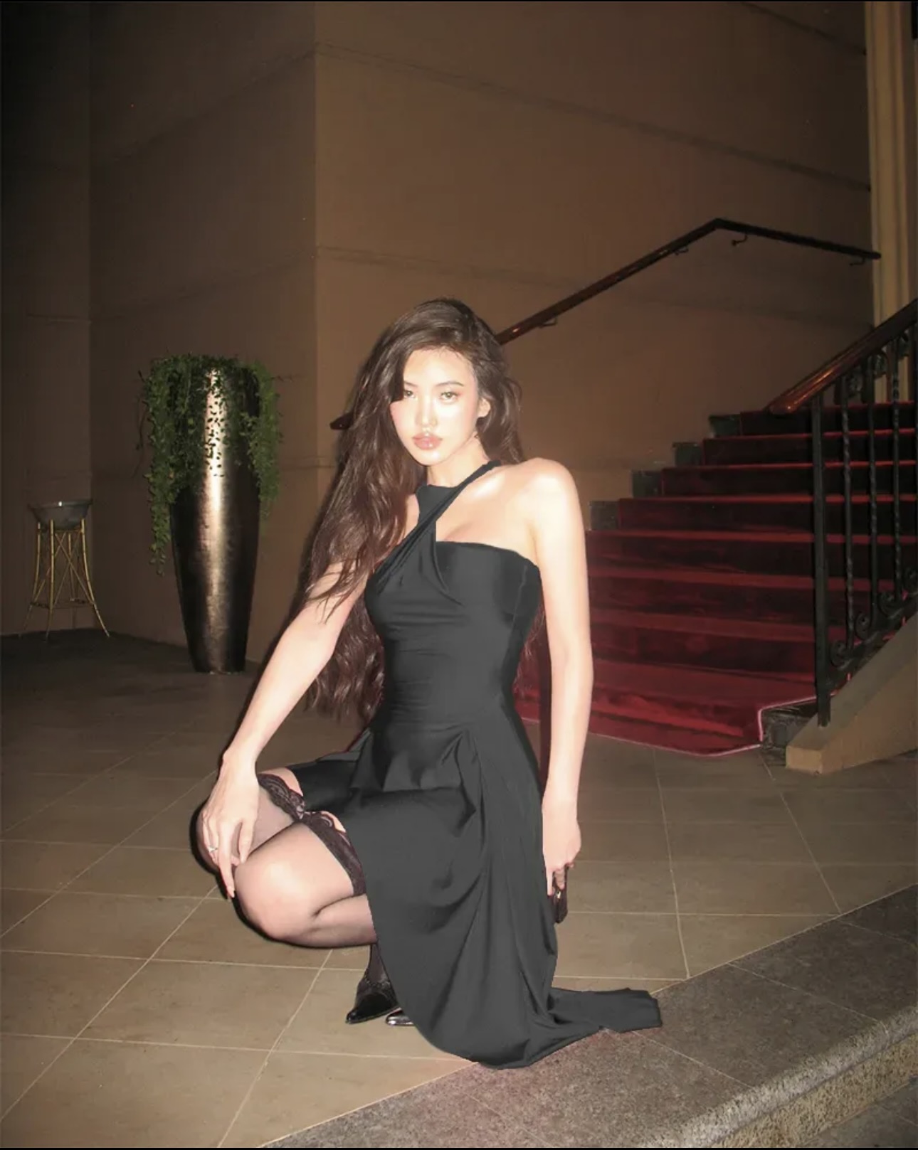 Draped Detail Stylised Neck Mini Dress - Image 4