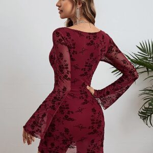 Neck Tie Up Lace Mini Dress - Image 2