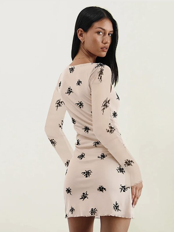 Neck Tie Up Lace Mini Dress - Image 5