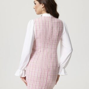 Pink Checkered Mini Dress - Image 4