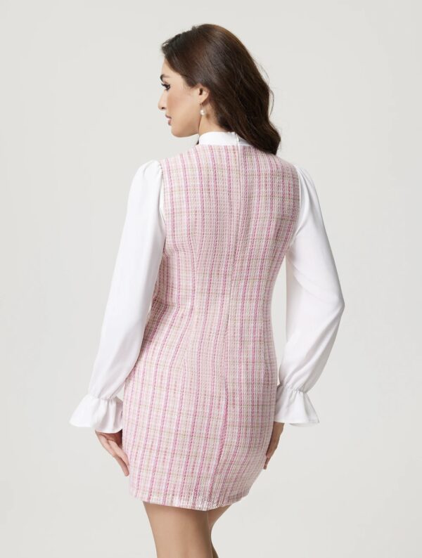 Pink Checkered Mini Dress - Image 4