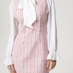Pink Checkered Mini Dress - Image 2