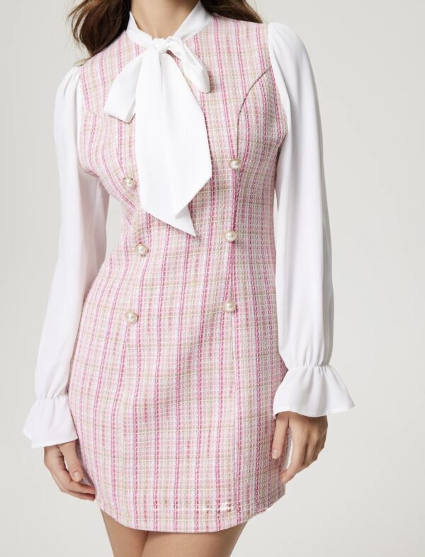 Pink Checkered Mini Dress - Image 2