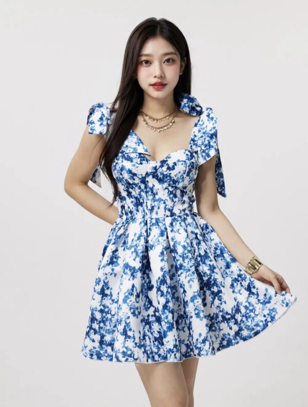 Abstract Tie Dye Mini Dress Sizes - Image 1