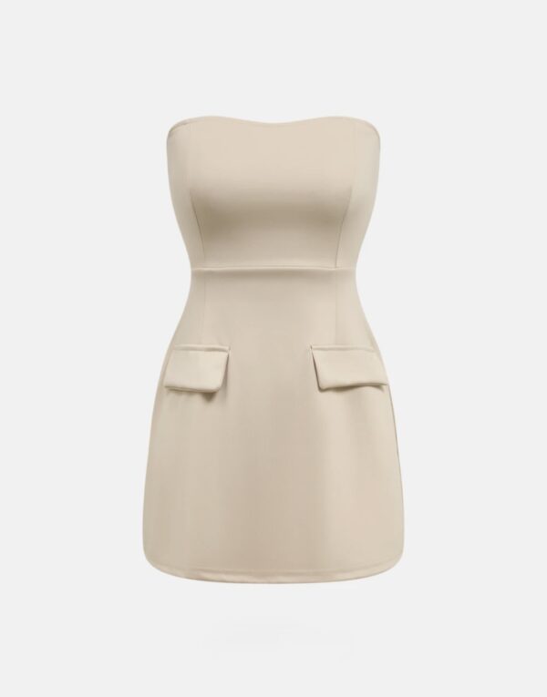 Tube Solid Mini Dress - Image 5