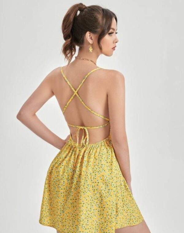 Printed Backless Mini Dress - Image 19