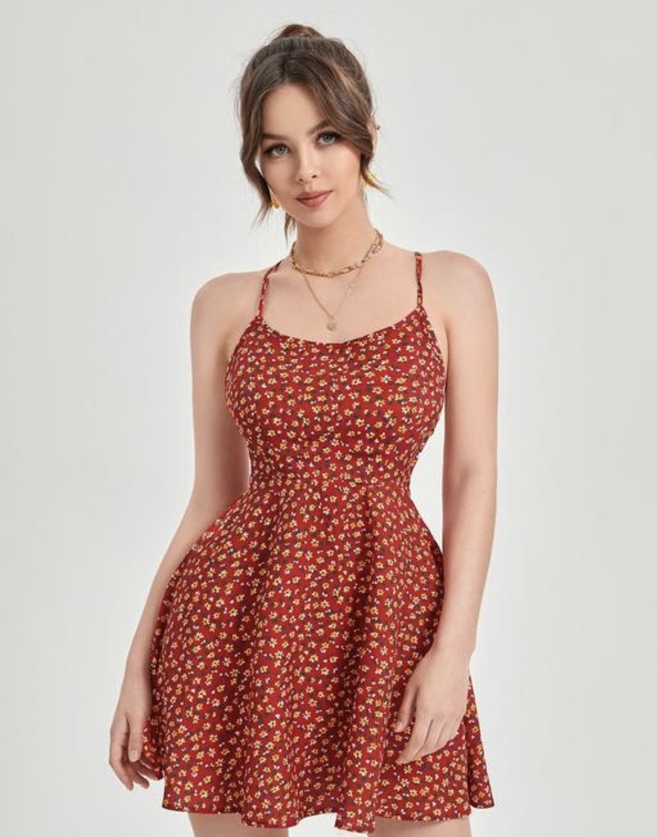 Printed Backless Mini Dress - Image 3