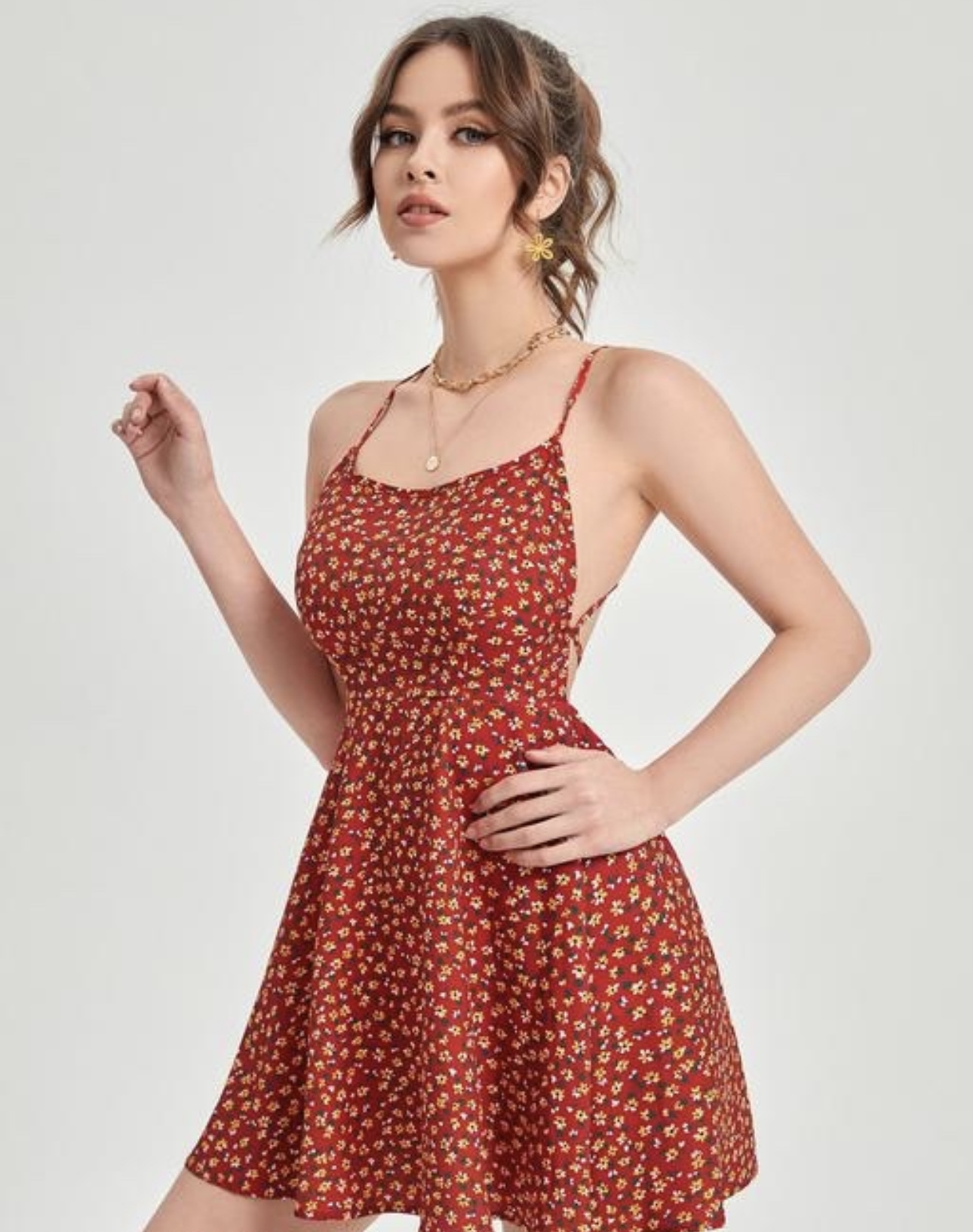 Printed Backless Mini Dress - Image 13