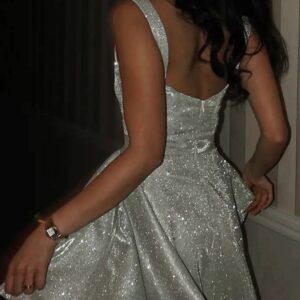 Silver Shimmer Mini Dress - Image 2