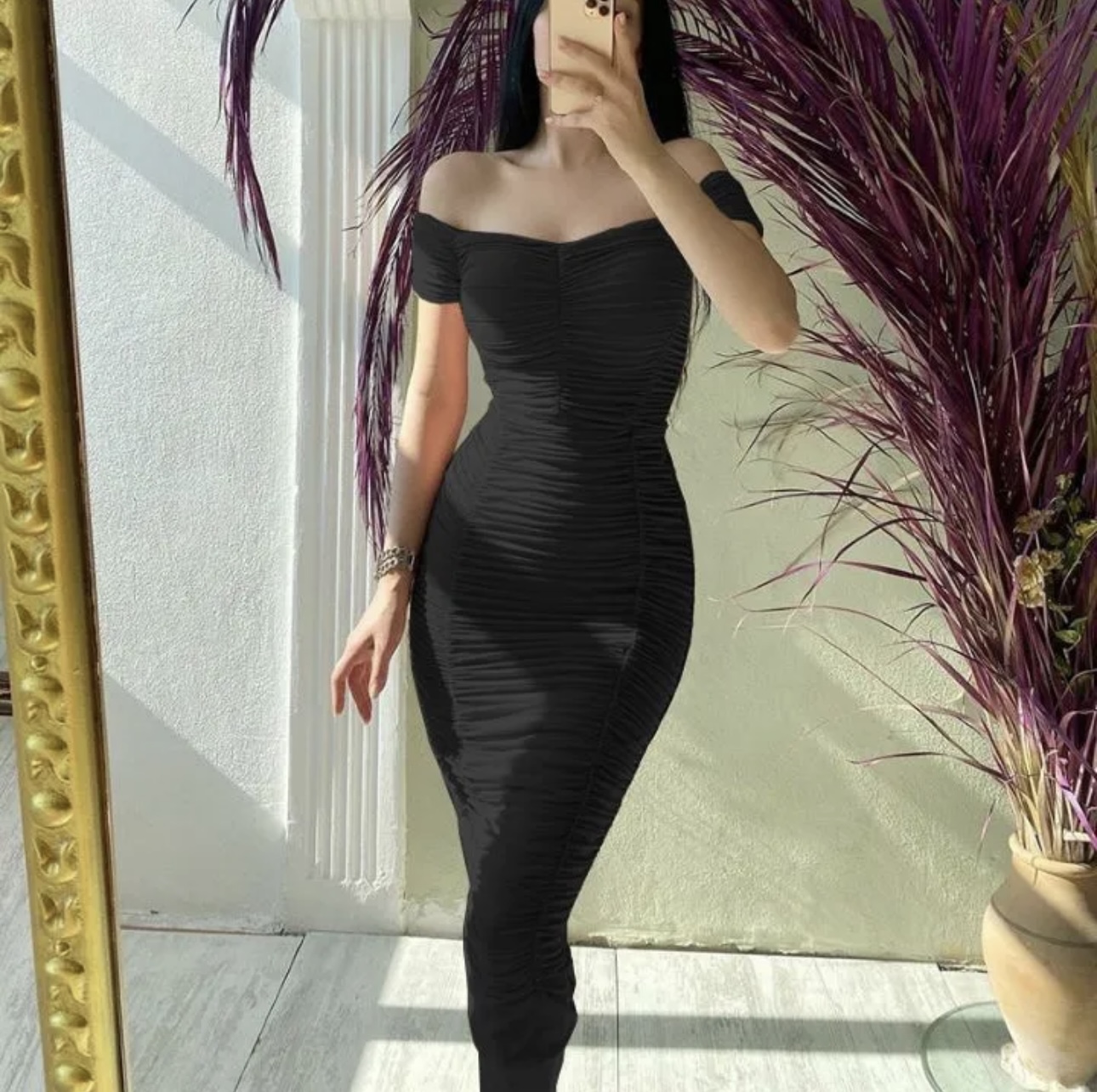 Off Shoulder Midi Dress - Image 2