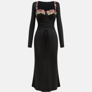 Embroidered Full Sleeves Midi Dress - Image 4