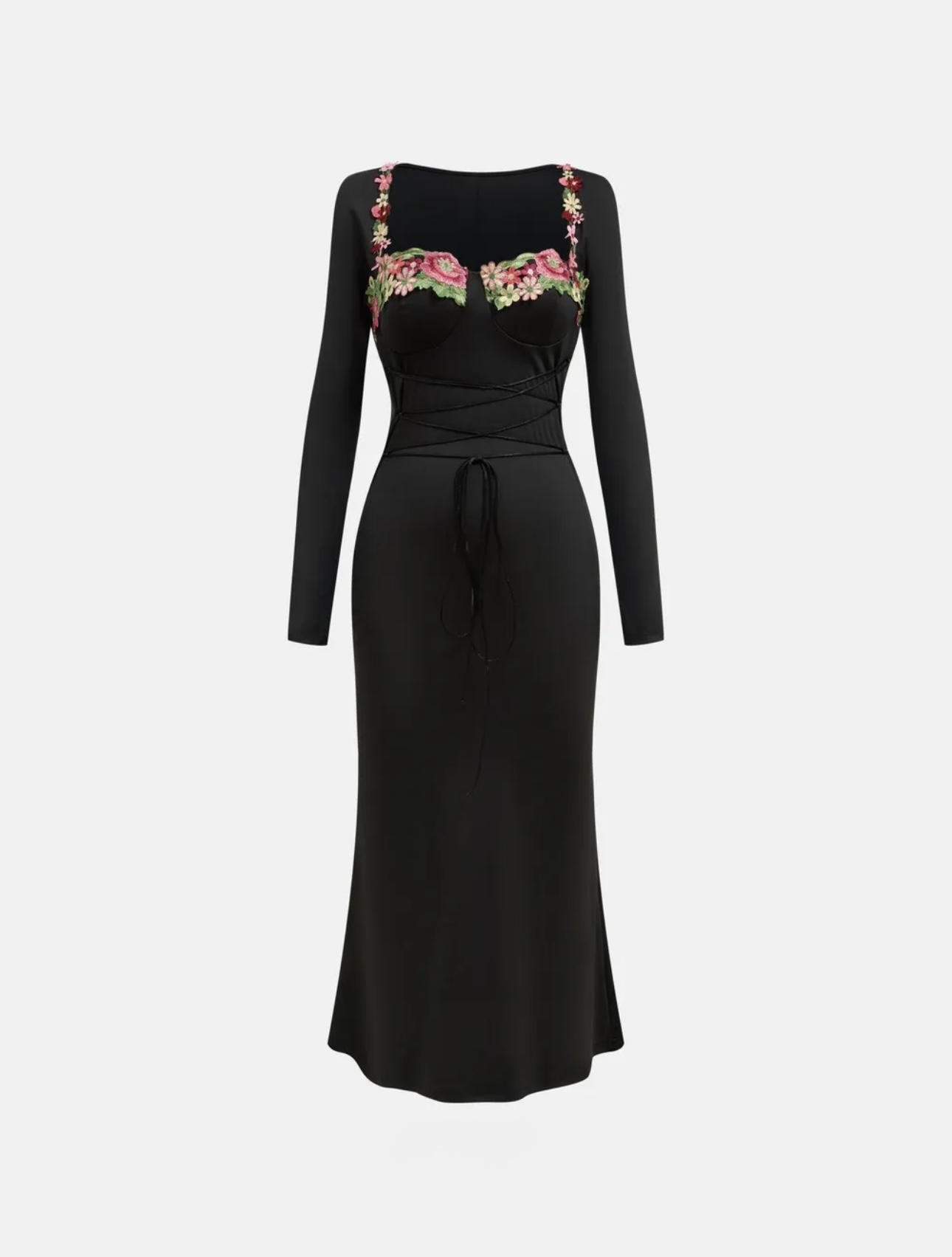 Embroidered Full Sleeves Midi Dress - Image 4