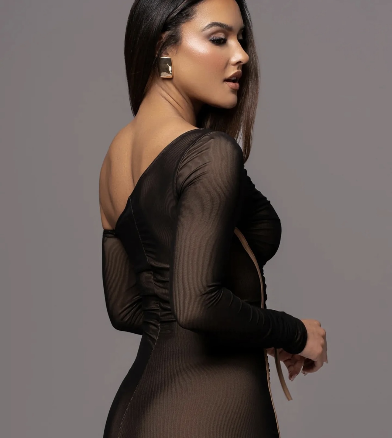 Ruched Off Shoulder Midi Dress - Image 4