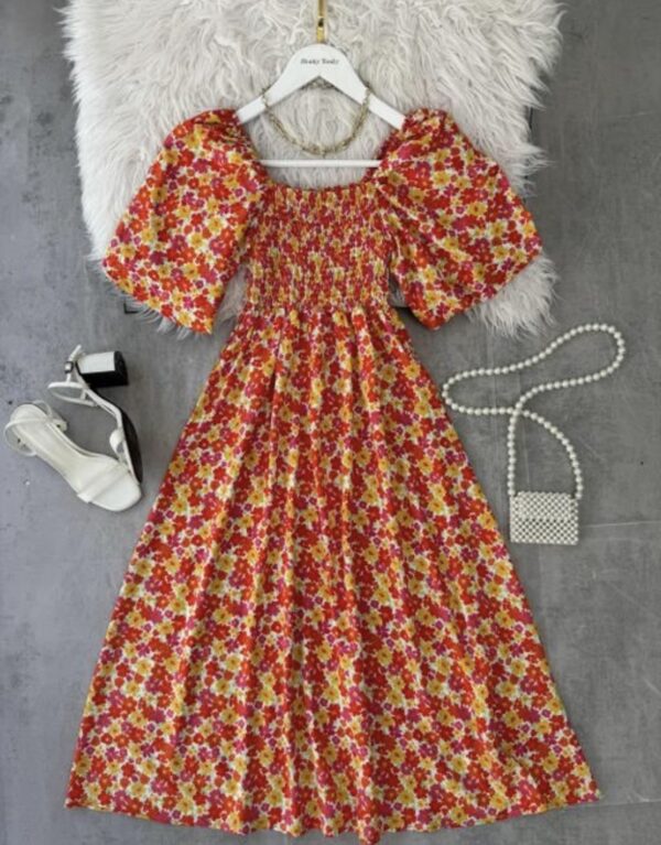 Floral Puff Sleeves Fit & Flare - Image 8