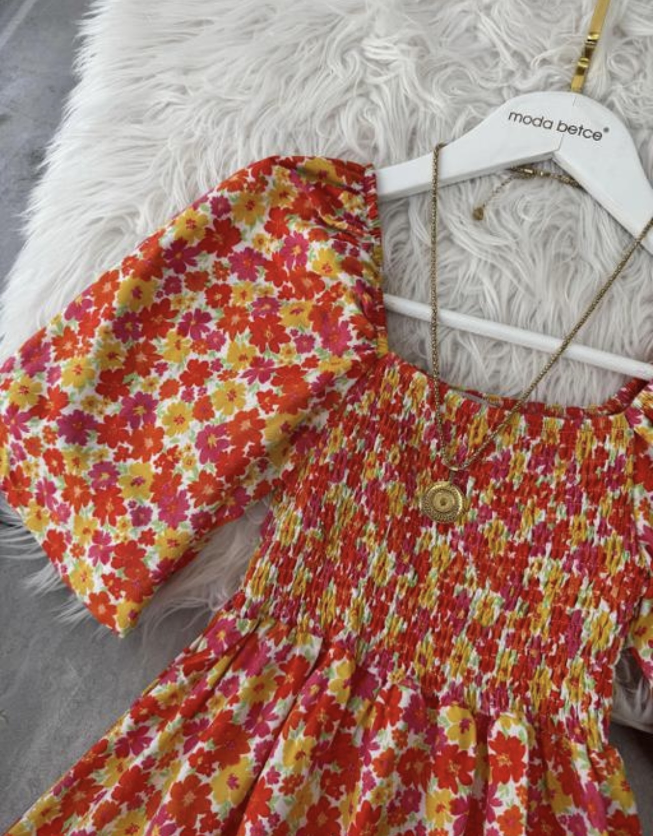 Floral Puff Sleeves Fit & Flare - Image 1