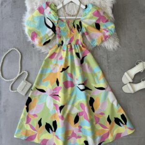 Floral Puff Sleeves Fit & Flare - Image 5