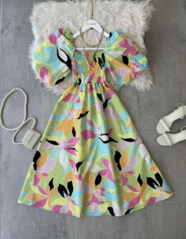 Floral Puff Sleeves Fit & Flare - Image 5