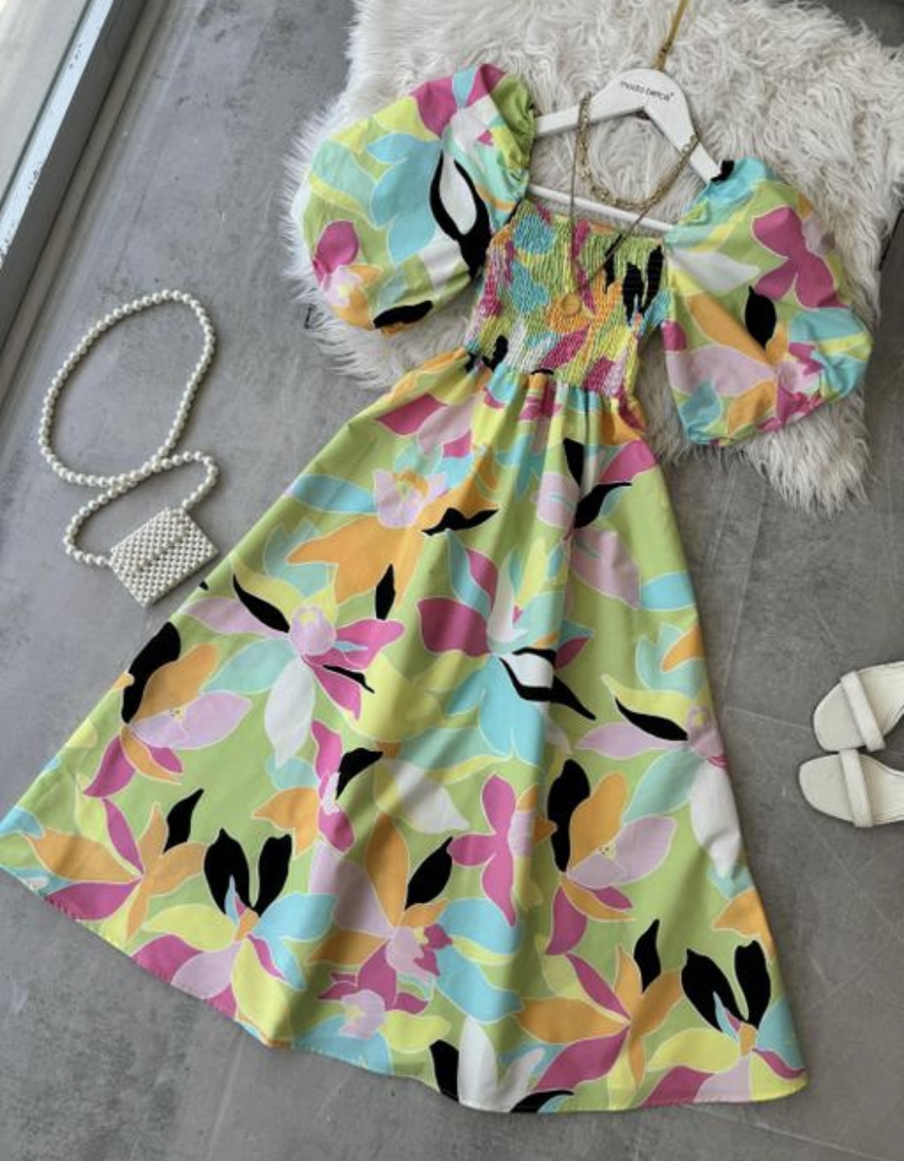 Floral Puff Sleeves Fit & Flare - Image 4