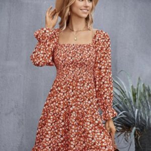 Square  Neck A - line Dress