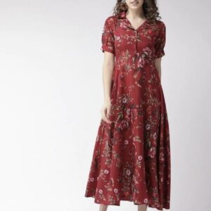 Collar Flower Print A- Line Dress - Image 17