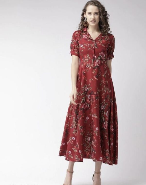 Collar Flower Print A- Line Dress - Image 17