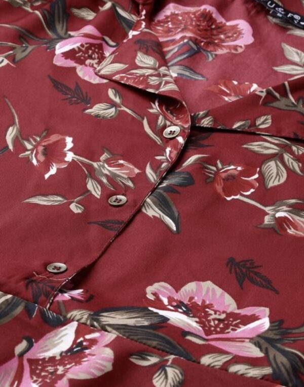 Collar Flower Print A- Line Dress - Image 16