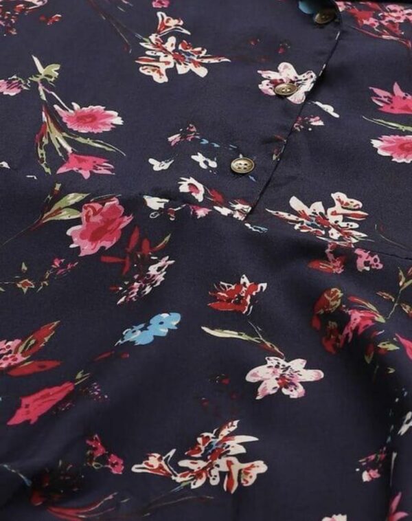 Collar Flower Print A- Line Dress - Image 14