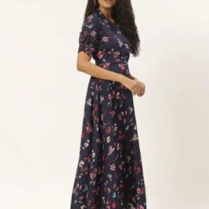 Collar Flower Print A- Line Dress - Image 13
