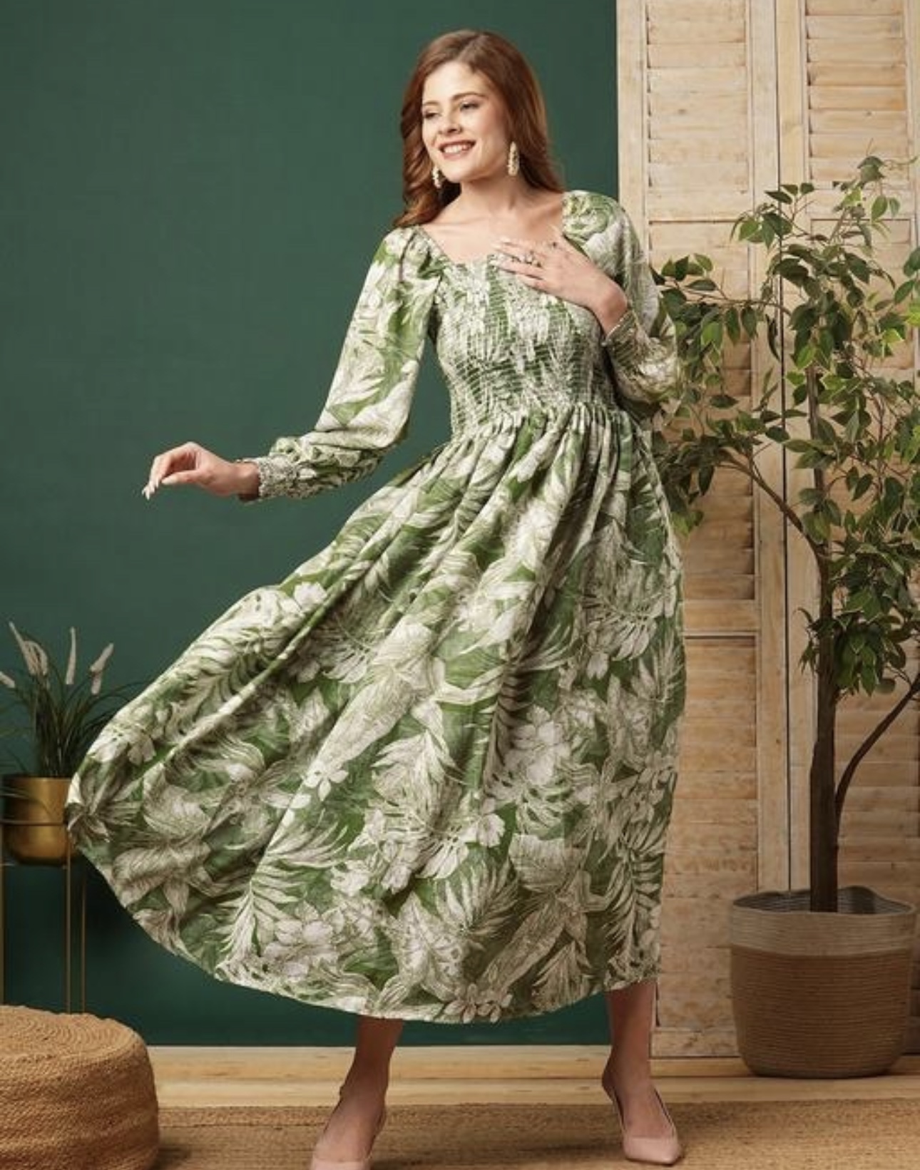 Elegant A - Line Puffed long Sleeves Dress - Image 12