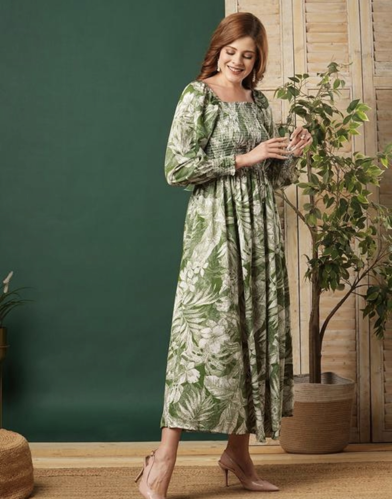 Elegant A - Line Puffed long Sleeves Dress - Image 11