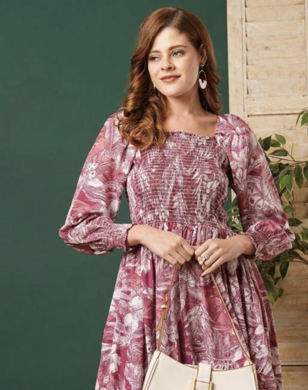 Elegant A - Line Puffed long Sleeves Dress - Image 8