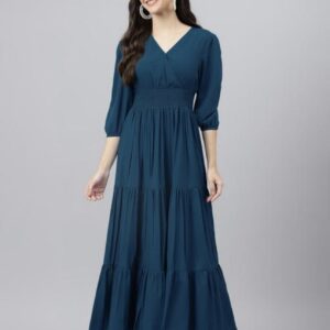 Georgette A - Line Long Dress - Image 9