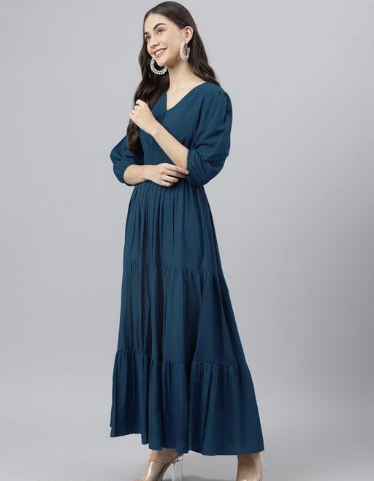 Georgette A - Line Long Dress - Image 2