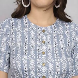 Button Pattern A - Line Dress with Belt - Image 8