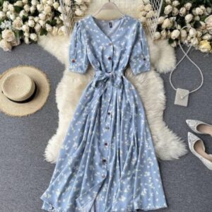 Graceful Shirt Pattern A-Line Dress - Image 3