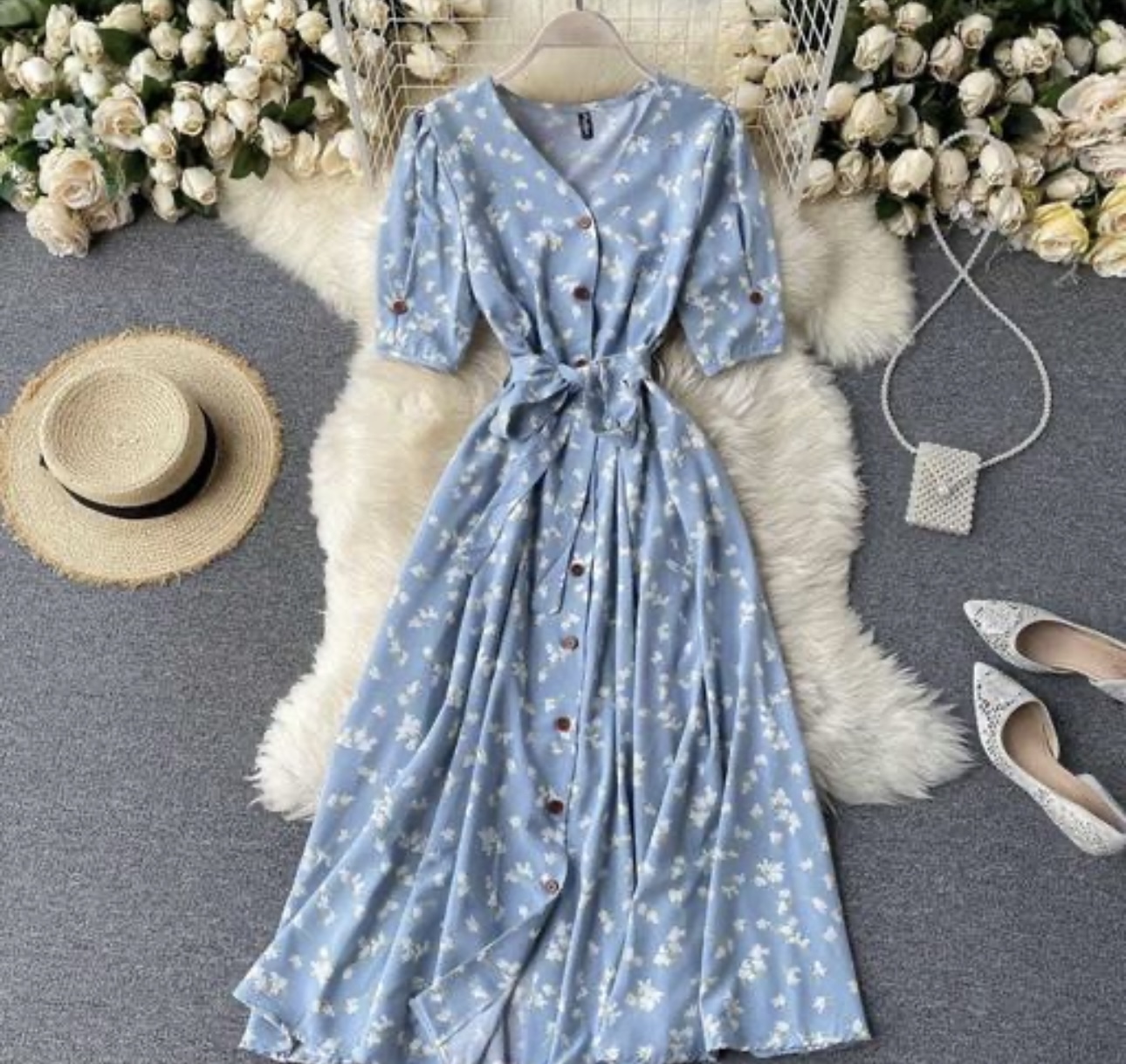 Graceful Shirt Pattern A-Line Dress - Image 3