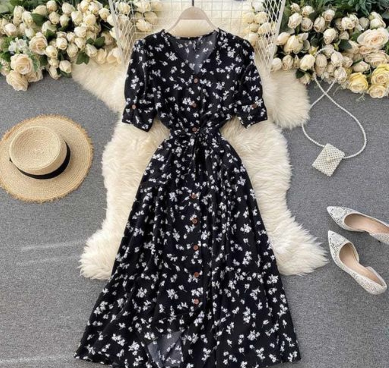 Graceful Shirt Pattern A-Line Dress - Image 1